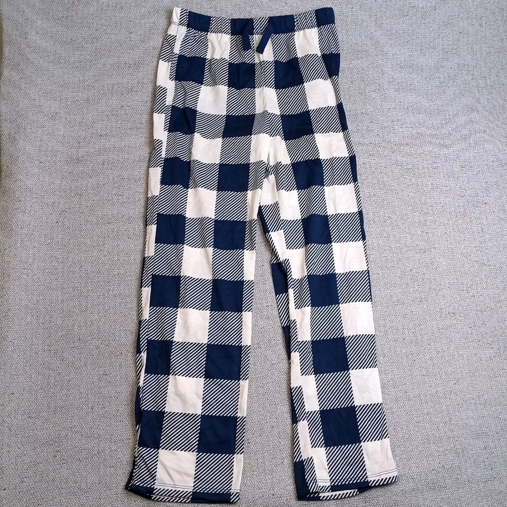Wonder Nation Pajama Pants Boys XL 14-16 Blue Cream Excellent Buffalo Plaid